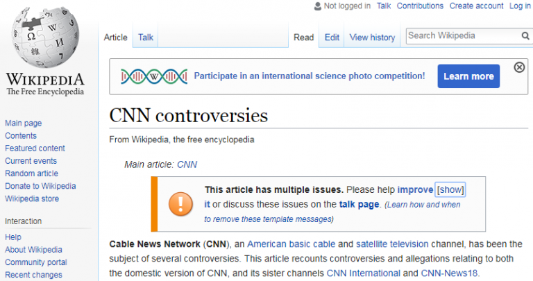 Скандал с шантажом пользователя Reddit компанией CNN замяли в Википедии