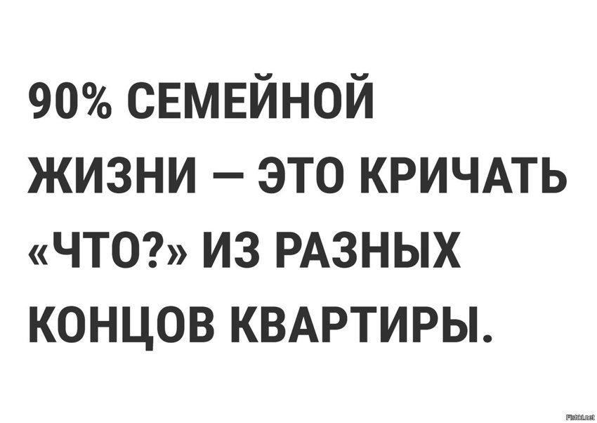 90% семейной жизни - это кричать "Что" из разных комнат.