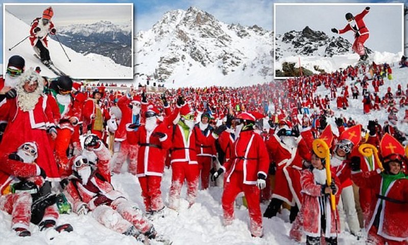 Сбор Санта Клаусов состоялся в Альпах
