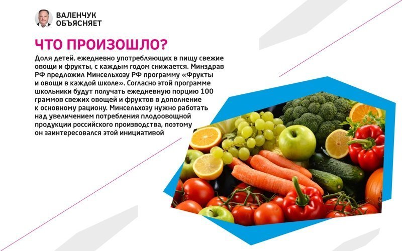 Программа «Фрукты и овощи в каждой школе» появится в России