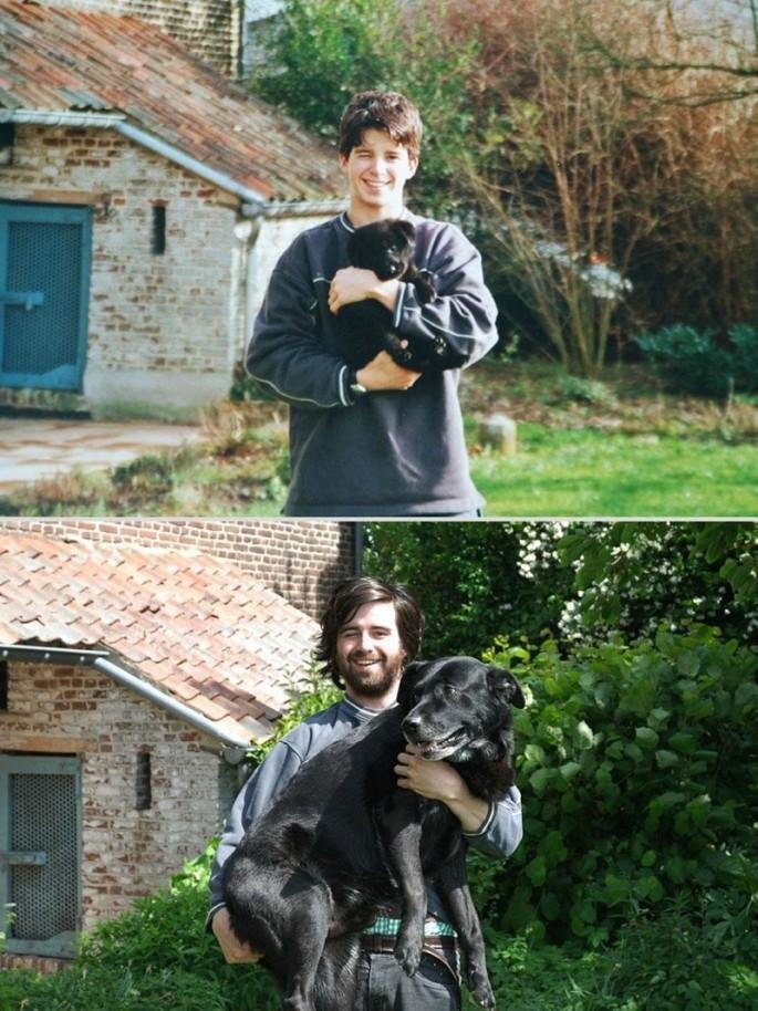 Когда я был щенком: очаровательные фото собак "до и после"