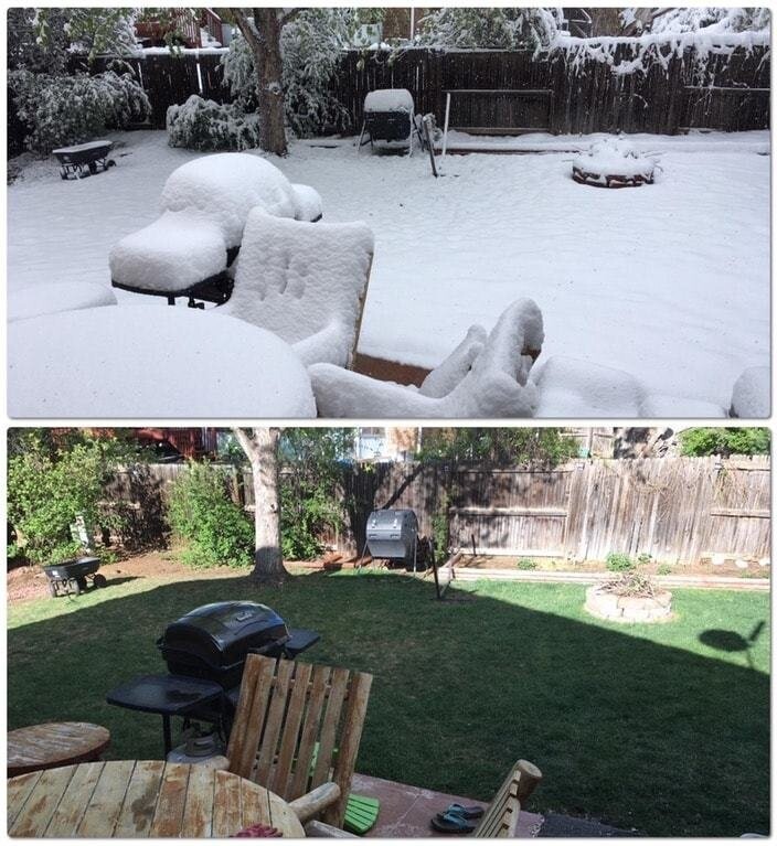 На фото - один и тот же двор в штате Колорадо с разницей в... 48 часов!