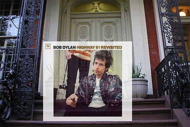 Боб Дилан - альбом ‘Highway 61 Revisted’ (1965) - на входных ступеньках в многоквартирный дом по адресу: 4 Gramercy Park West, Грамерси Парк, Манхэттен