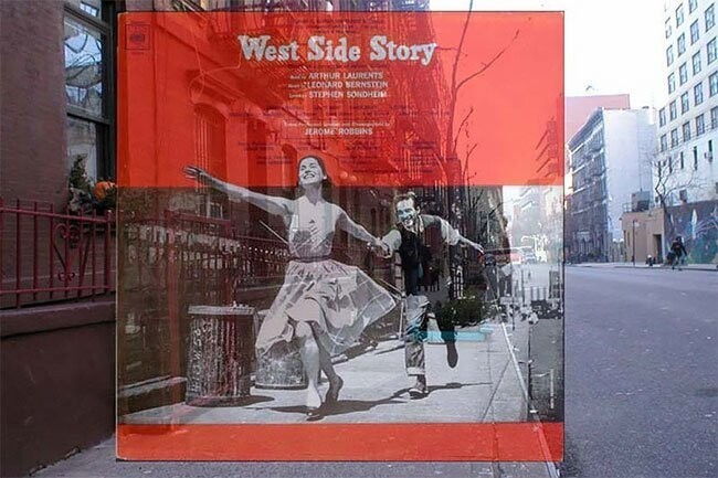 Это обложка "Вестсайдской истории", мюзикла Леонарда Бернстайна, вышедшего в 1957 году. Снято в районе Hell's Kitchen