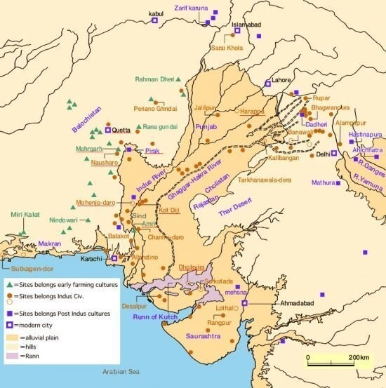 Цивилизация долины Инда включала в себя участки, расположенные вдоль побережья Макрана.