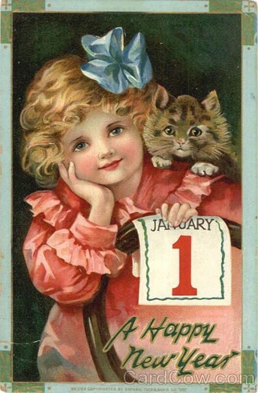 Подборка старинных зарубежных новогодних открыток
