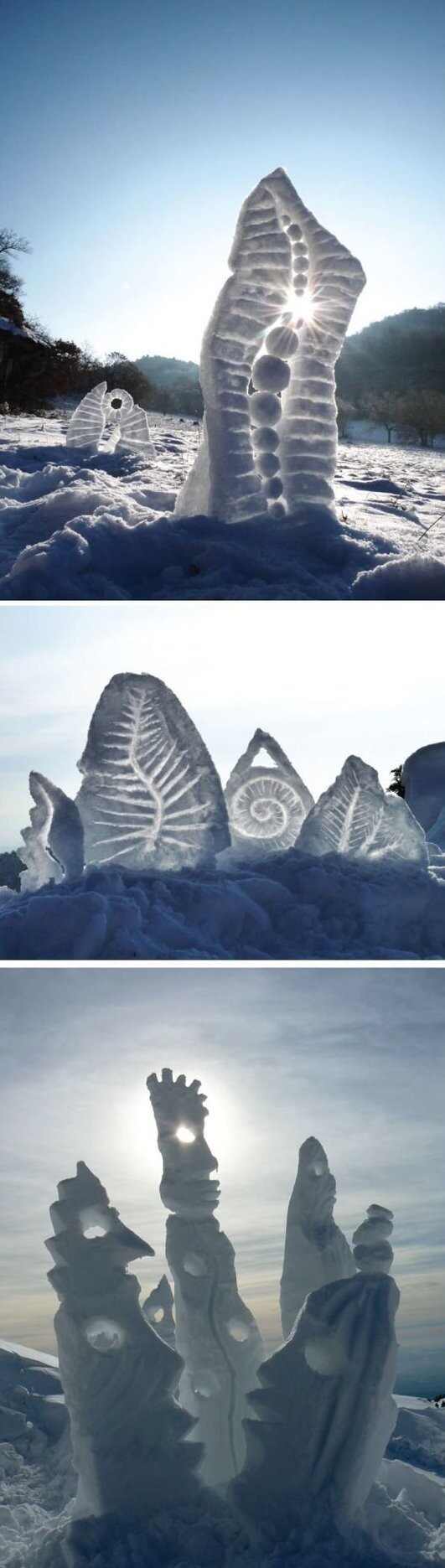 1. Alain Berne трансформирует природный ландшафт в снежные скульптуры