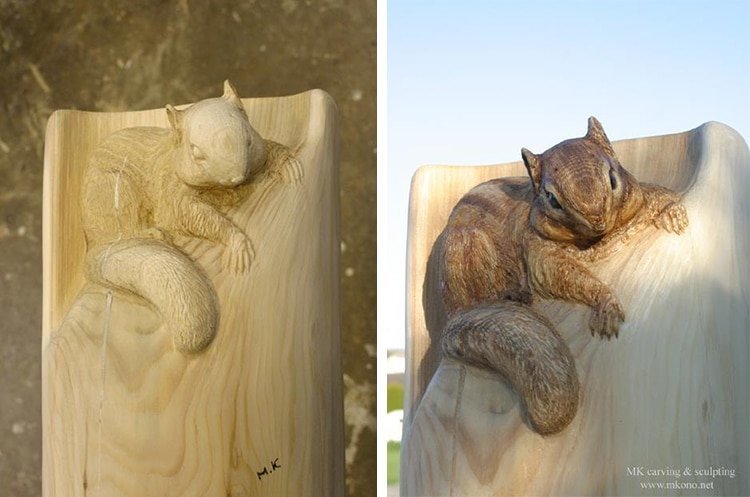 Художник делает скульптуры из поваленных деревьев