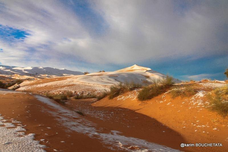 В пустыне Сахара уже третий раз за последние 40 лет выпадает снег