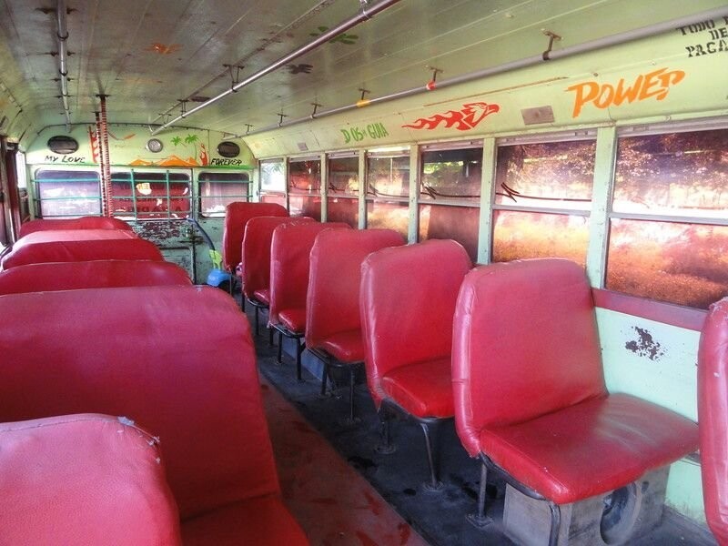 Эти автобусы изначально были школьными и служили в США, а когда их там списали, они получили вторую жизнь в нищих государствах к югу от Штатов, где используются в качестве городских и междугородних: