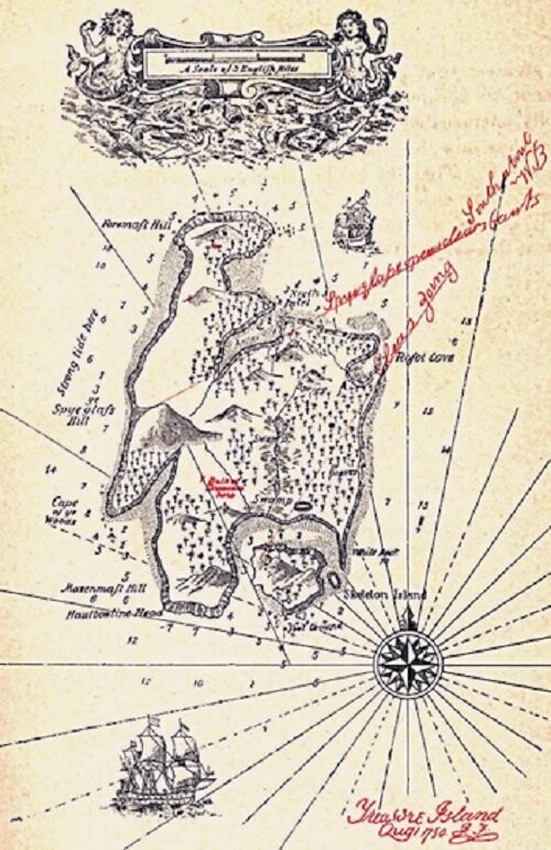 Где происходит действие романа «Остров сокровищ»
