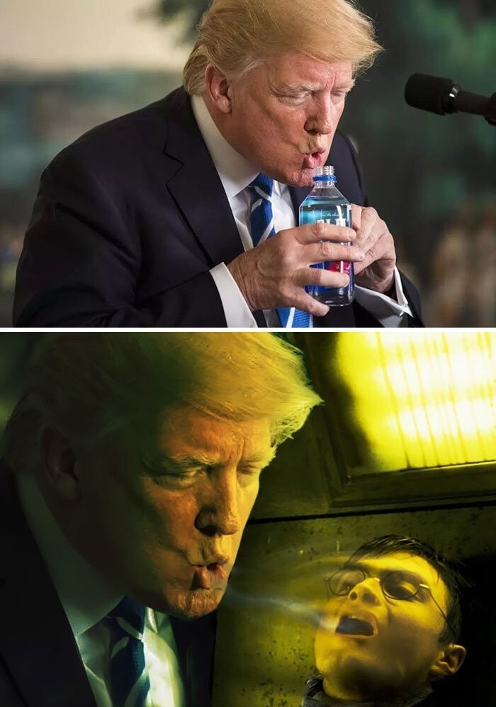1. Дональд Трамп пьет воду
