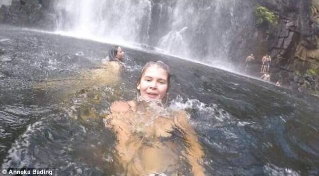 Аннека Бейдинг (24 года) с друзьями купалась у водопада Маккензи в национальном парке Грампианс (Австралия) и снимала себя на камеру
