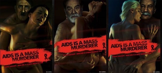 9. Еще одна рекламная кампания с использованием образов диктаторов - социальная реклама в помощь борьбы со СПИДом