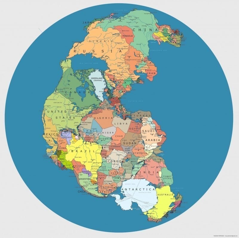 Как выглядела бы карта мира, если бы Пангея существовала до сих пор