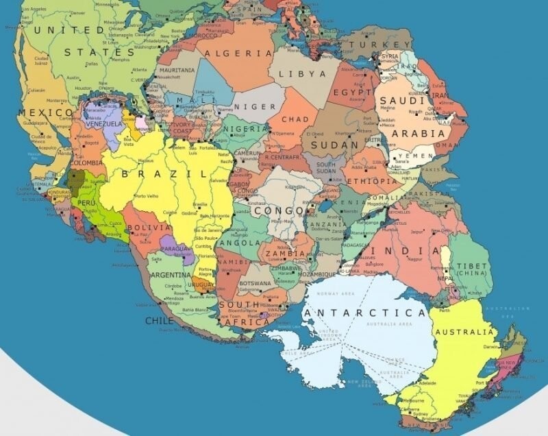 Как выглядела бы карта мира, если бы Пангея существовала до сих пор