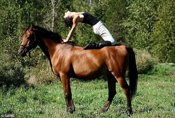 Для таких упражнений нужно не только идеально владеть своим телом, но и знать свою лошадь