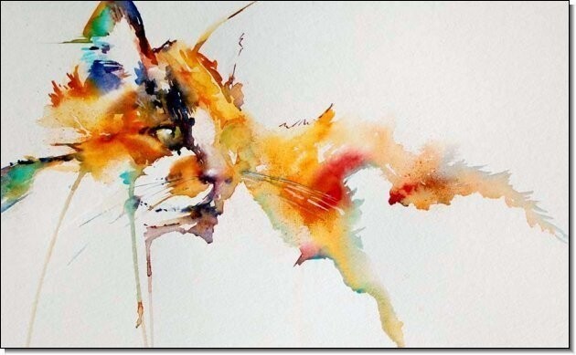 Jean Haines. Watercolours. Семейство кошачьих