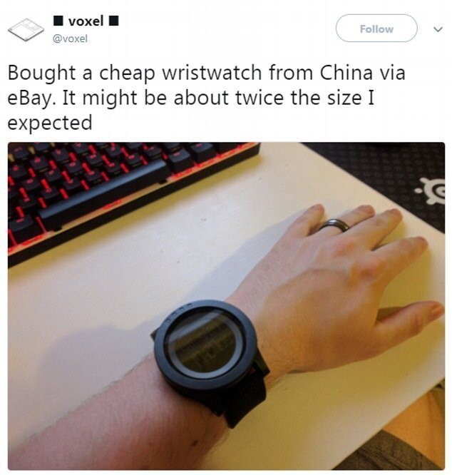 "Купила дешевые наручные часы китайского производства на eBay. Они оказались раза в два больше, чем я ожидала"