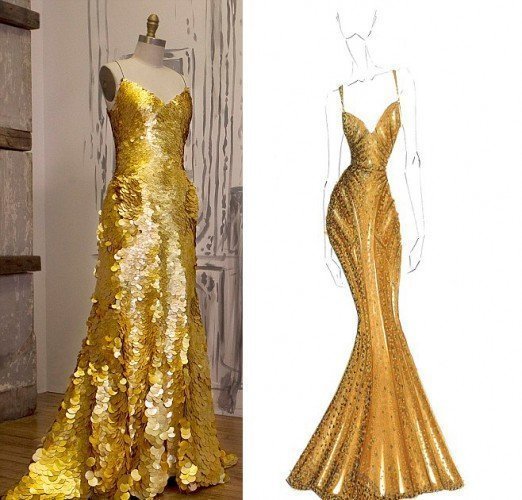 4. Эксклюзивная копия золотого платья, которое носила Кэролайн Корреа, стоимостью $ 1,5 млн