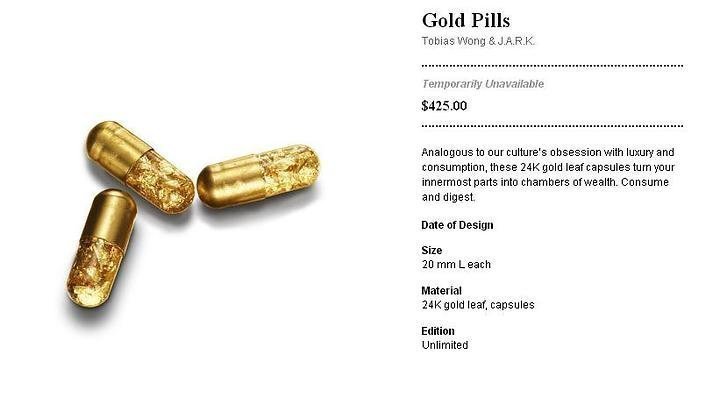 1. Три таблетки, состоящие из золота в 24 карата, стоят почти 500 баксов
