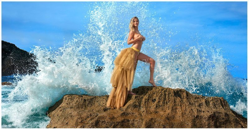 Модель Кейт Аптон свалилась в море во время откровенной фотосессии