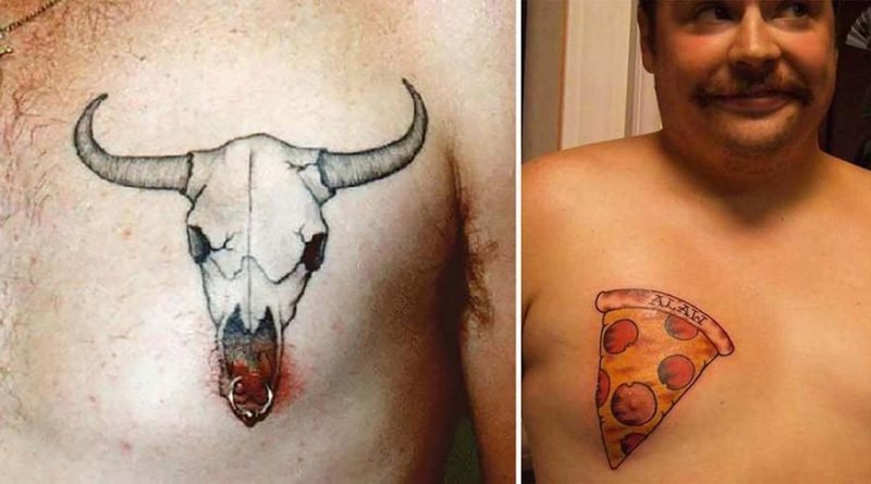 Подборка фотографий с нелепыми татуировками в области соска