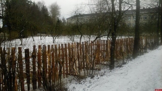 В Псковской области торжественно открыли забор, который не могли построить семь лет
