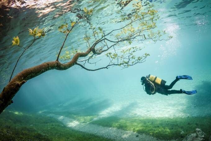 Зеленое озеро – излюбленное место дайверов и любителей подводных съемок