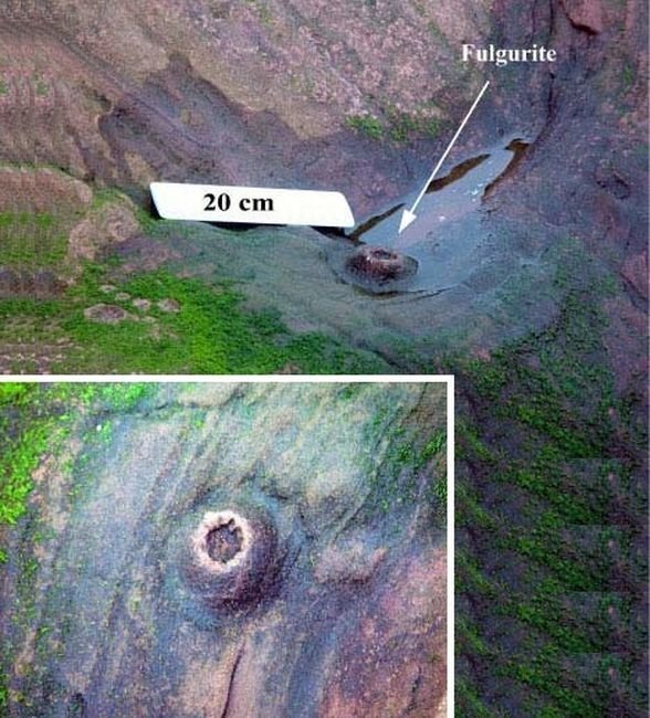 Нашли даже ископаемый фульгурит в Шотландии, ему более 250 млн лет