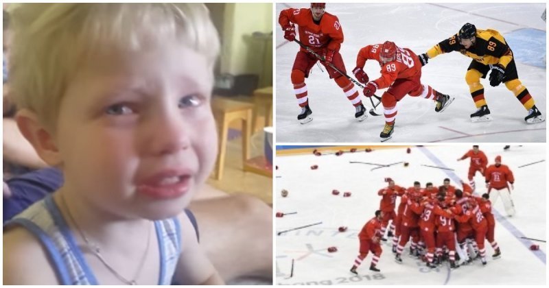 Эмоциональный маленький болельщик сборной России по хоккею показал, как надо переживать за команду