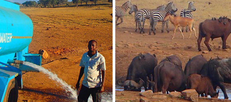 Каждый день этот мужчина проводит несколько часов в пути, чтобы привезти воду диким животным в Кении