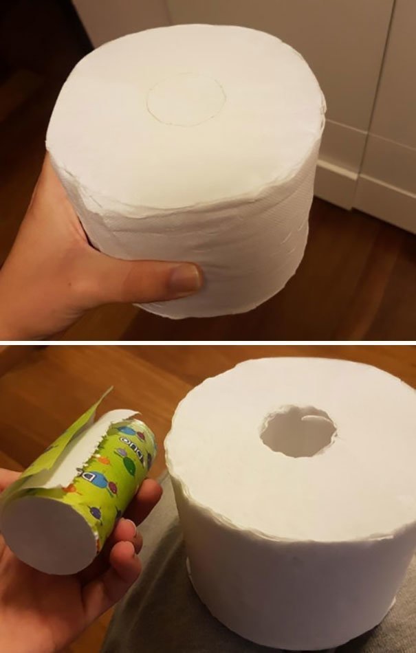 Туалетная бумага с дополнительным внутренним рулончиком "в дорогу"