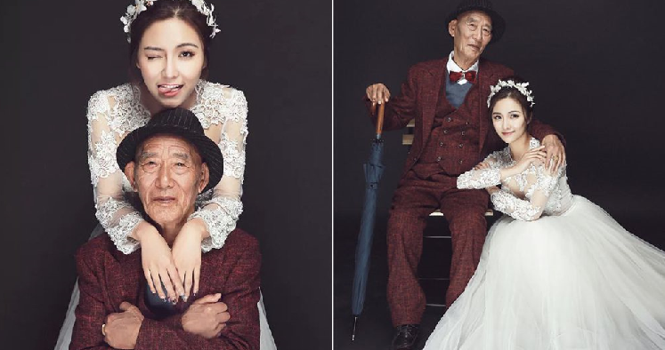 Она сделала «свадебные фото» с дедушкой, боясь, что тот не доживёт до её замужества