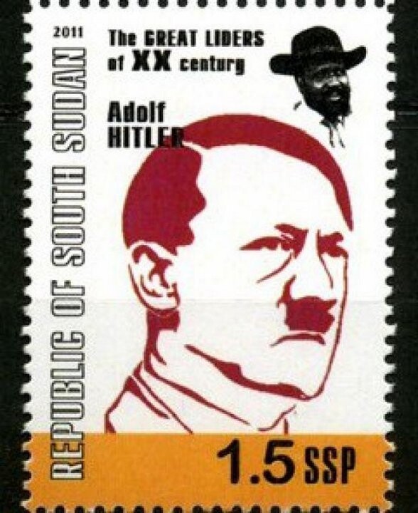 И еще немного интересных марок. Южный Судан отметил великих людей столетия - Гитлер и негр-ковбой