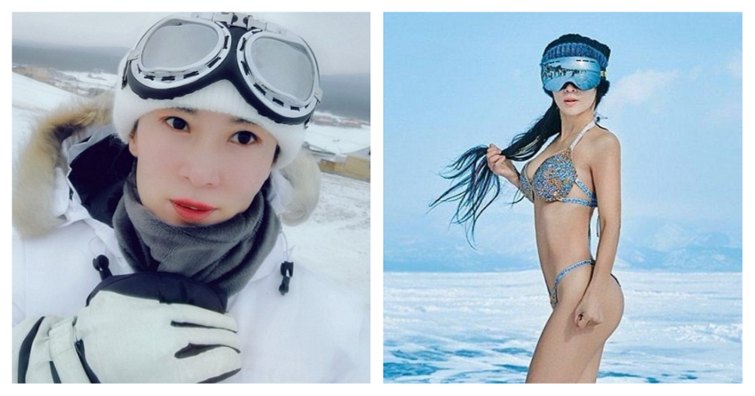50-летняя китаянка в купальнике устроила фотосессию на Байкале