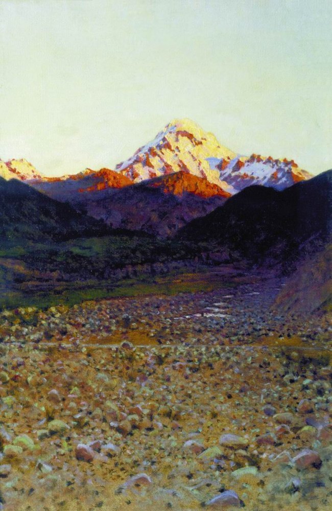 Он также был великолепным пейзажистом, отмечающим красоту окружающего мира. В горах, 1890-е