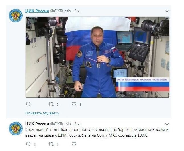 Кстати, явка на борту МКС составила 100%.