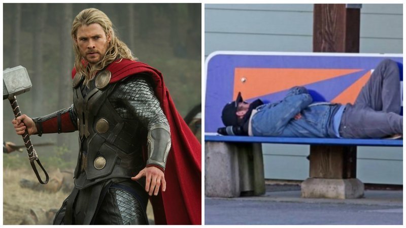 Трудно быть богом. Тор уснул на скамейке на улице