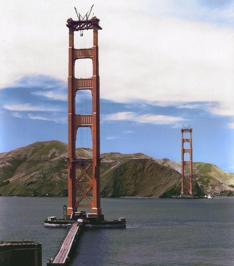 1. Строительство моста "Золотые ворота" в Сан-Франциско, 1934 г.