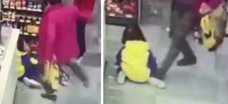 В Китае женщина жестоко избила свою внучку лишь за то, что та закапризничала в магазине