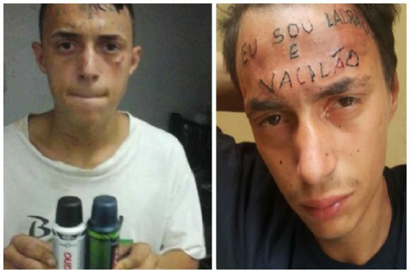 В Сан-Паулу задержали вора с исчерпывающим тату на лбу: "Я вор и идиот"