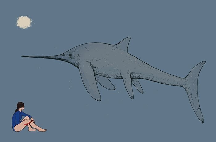 Эвринозавр - морской динозавр, достигавший в длину 6-7 метров
