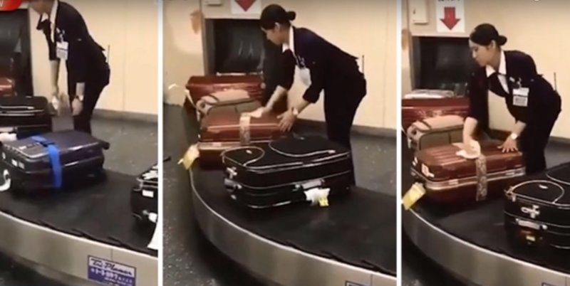 Японка поразила всех своим отношением к багажу в аэропорту 