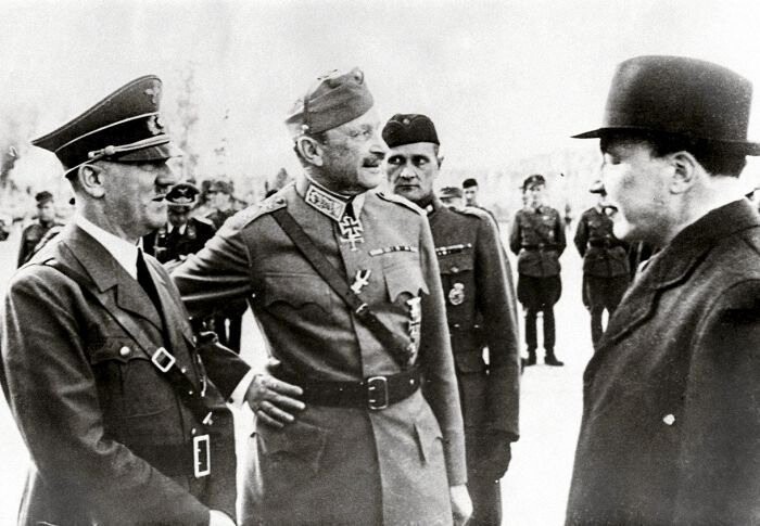 Финляндия. Маршал C.G.E. Маннергейм президент Рюти, на встрече с Адольфом Гитлером