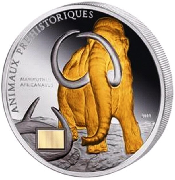 Монеты Республики Кот-д’Ивуар с останками мамонтов