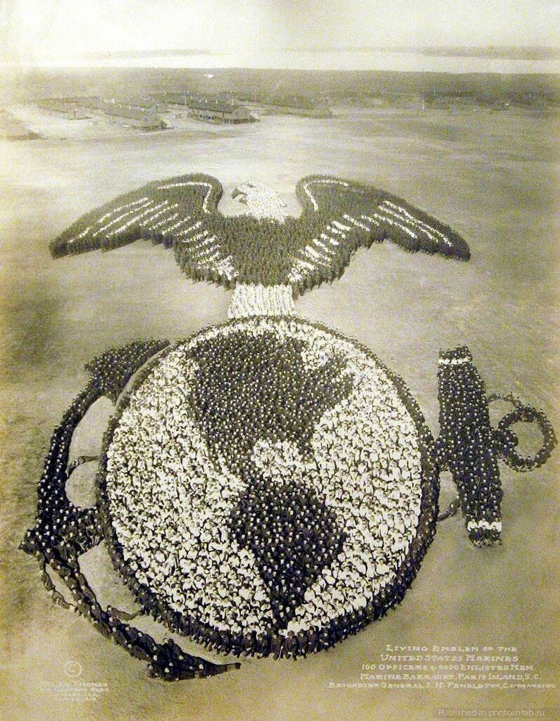 Эмблема морской пехоты США, 1919 год. 100 офицеров и 9000 рядовых морпехов.