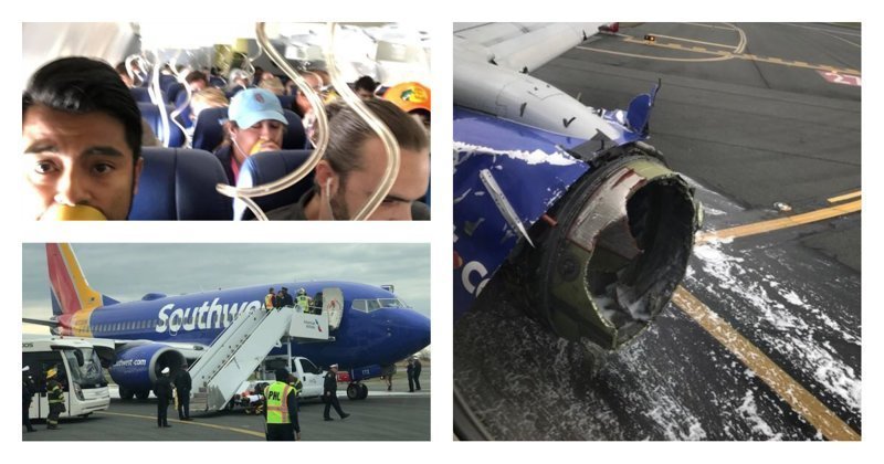 Опубликован видеорепортаж из самолета, у которого взорвался двигатель