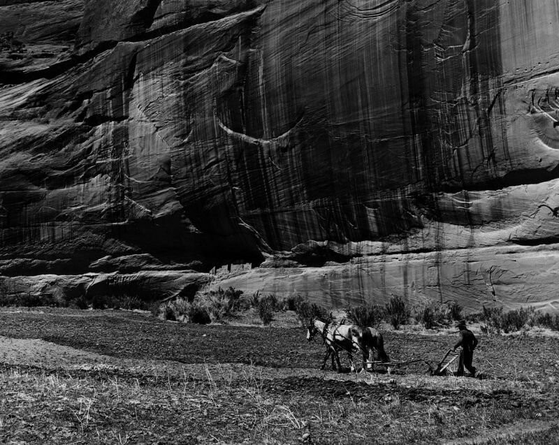 Мкжчина Навахо пашет землю. Каньон-де-Шей, Аризона, 1948