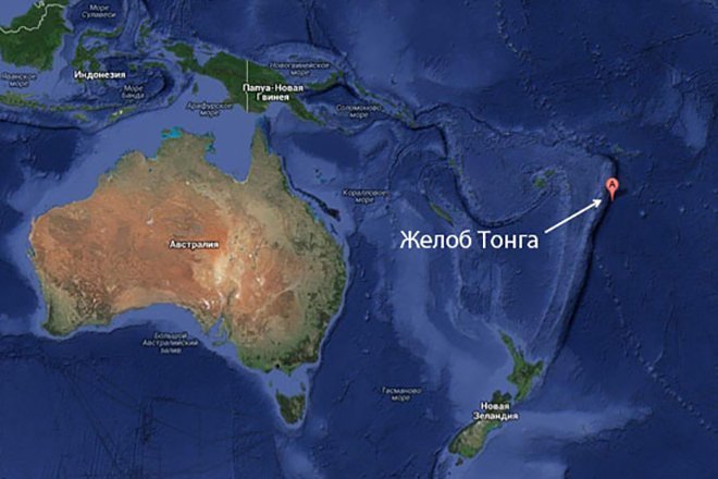 Жёлоб Тонга — самая глубока впадина в Южном полушарии и вторая по глубине на Земле